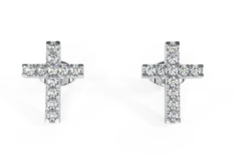 SINGLE CROSS CHARM STUD EARRING