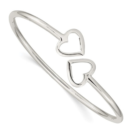 [FBRA.00078908] Sterling Silver Polished Heart Bangle