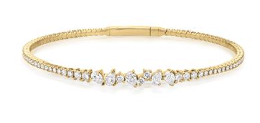 Graduated Multi Shape Diamond Flexible Bangle