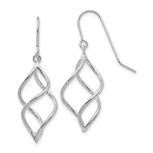 [GERR.00079132] 14k White Gold Polished Short Twisted Dangle Earrings