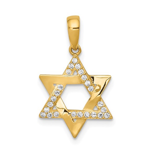 [GPND.00079167] 14k Polished CZ Star of David Pendant