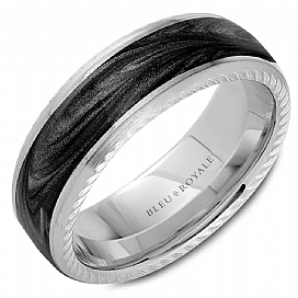 Charcoal Grey Inlay, Platinum, W/ Ribbing