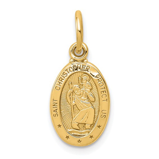 [GPND.00079457] 10k Solid Satin Polished St. Christopher Pendant