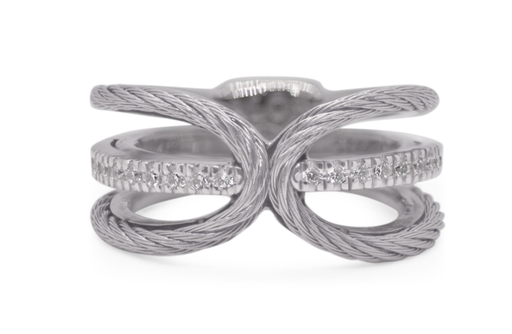 Cable Ring with 18kt Gold & Diamonds