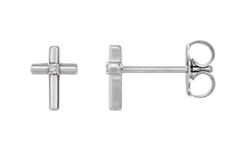 [GERR.00079594] 14K White .01 CTW Natural Diamond Cross Earrings