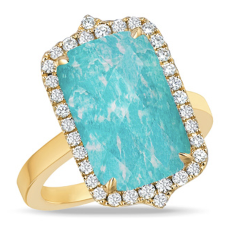 [FRNG.00080043] Amazonite Breeze Ring w/ Diamond Bezel