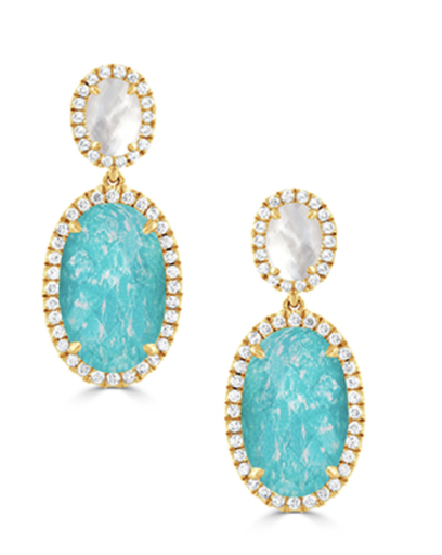[GJER.00080051] MOP and Amazonite w/ Clear Quartz Earrings
