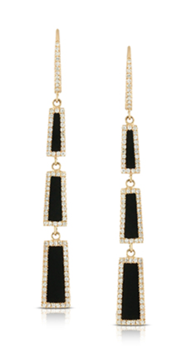 [GJER.00080055] Onyx and Diamond Dangle Earrings