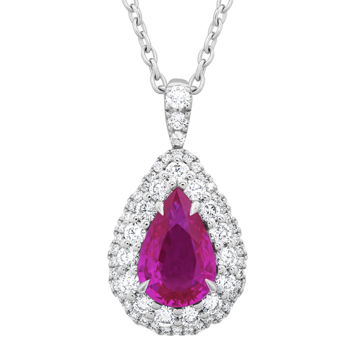 [GJNK.00080074] Pear Pink Sapphire and Diamond Pendant