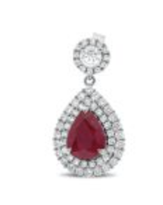 [GJER.00080222] Pear Shape Gemstone With Double Row of Diamond Earring