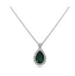[GJNK.00080244] 1.16Ct Emerald Pear Pendant Necklace