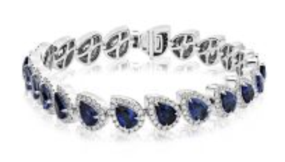 [DBRE.00080270] 22 Pear Sapphire and Diamond Eternity Bracelet