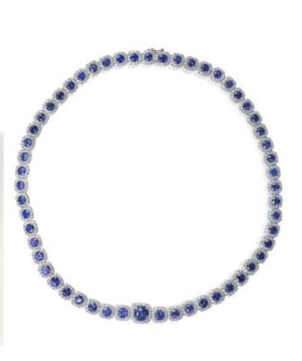 [GJNK.00080275] Cushion Sapphire Necklace