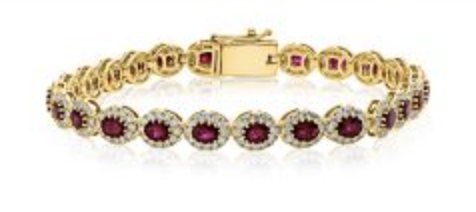 [DBRE.00080299] Oval Ruby with Diamond Halo Eternity Bracelet