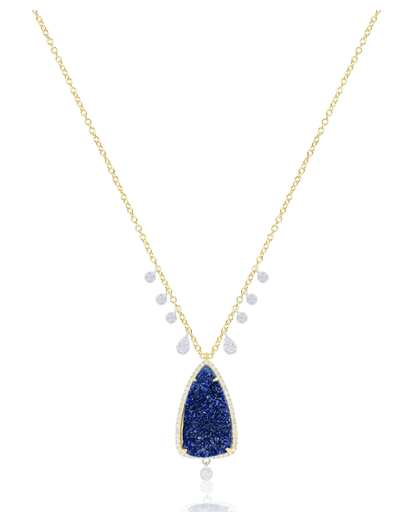 [GJNK.00080332] Blue Druzy Necklace