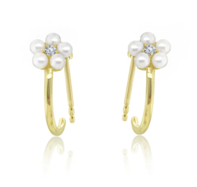 [GERR.00080350] Leaf Yellow Gold Earrings with Diamonds Regular Price