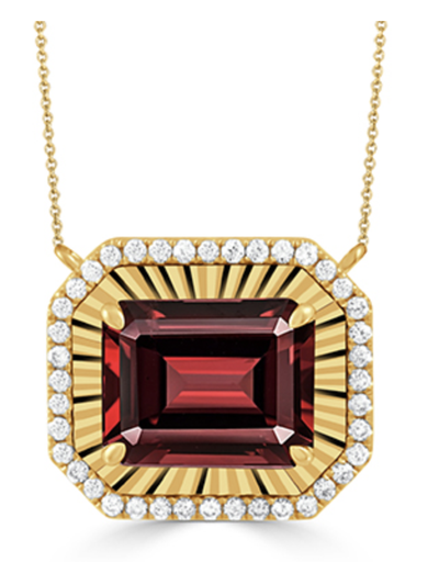 [GJNK.00080382] 18K YG Garnet Art Deco Necklace