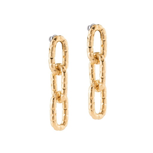 [FEAR.00080434] Three Link Textured Drop Earrings