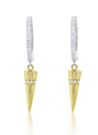 [DERR.00081012] Two Tone Diamond Dagger Huggies Regular Price