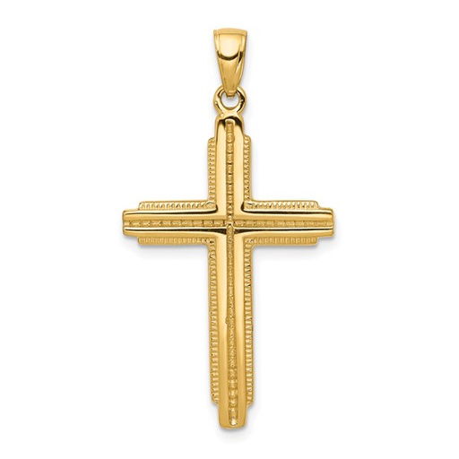 [GPND.00081014] 14K Textured Outline Cross Pendant