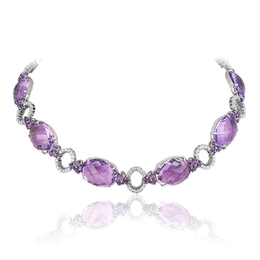 [GJNK.00081022] 179.36ct Amethyst Necklace with Diamonds