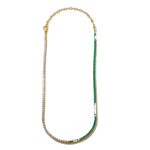 Single Thread Gemstone and Diamond Tennis Necklace