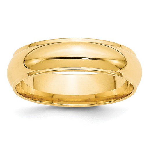 Gold 6mm Half Round with Edge Wedding Band