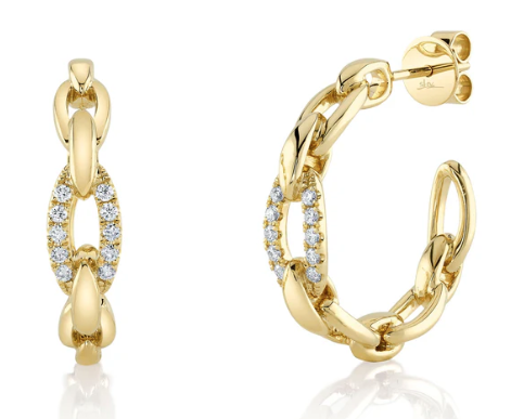 [DERR.00081079] 0.25CT DIAMOND LINK HOOP EARRING