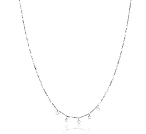 [DNCK.00081102] White Gold Necklace with 5 Diamond Bezels