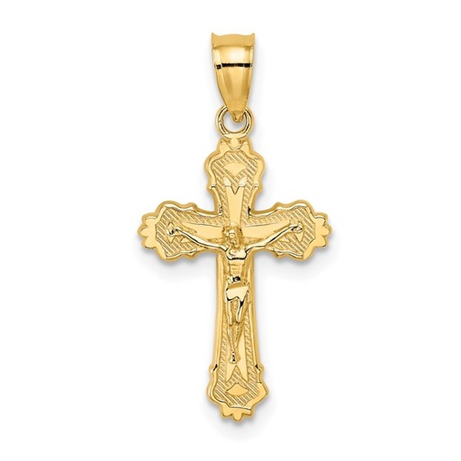 [GPND.00081151] 14K with Textured Scalloped Edge Crucifix Charm
