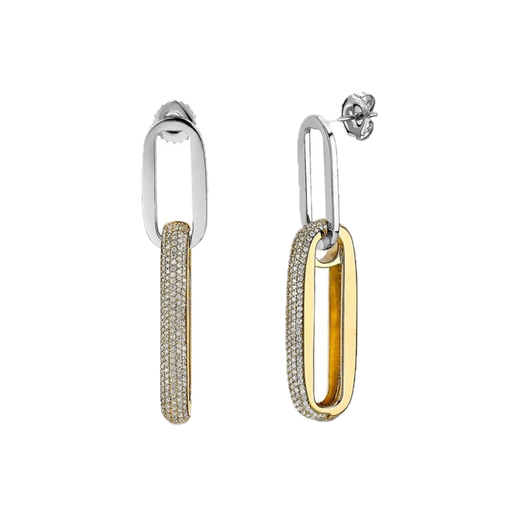 [DERR.00081163] Double Luxe Link Wide Drop Earrings