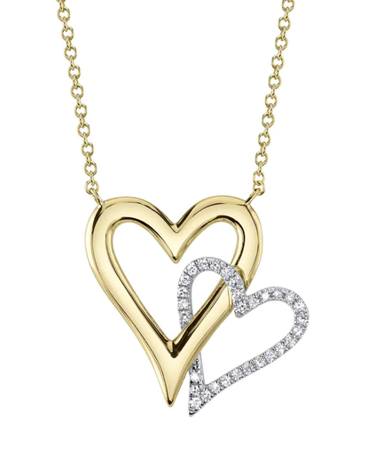 [DNCK.00081207] Two Toned Double Heart Necklace