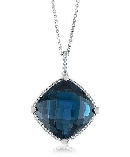 [GJNK.00081222] London Blue Topaz Cushion Necklace