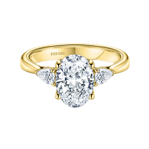 [E3SR.00081569] Three Stone Pear Side Stone Diamond Engagement Ring