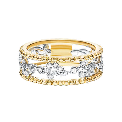 [DRNG.00081574] Paisley Swirl Beaded Wide Diamond Fashion Band