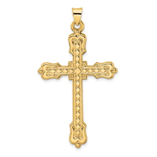 [GPND.00081694] Polished Diamond Pattern Hollow Cross Pendant