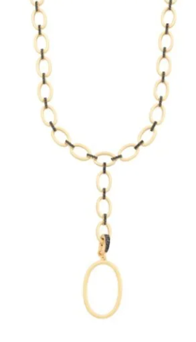 [FNEC.00081801] Industrial Finish Cobblestone Flat Chain Link Y-Necklace