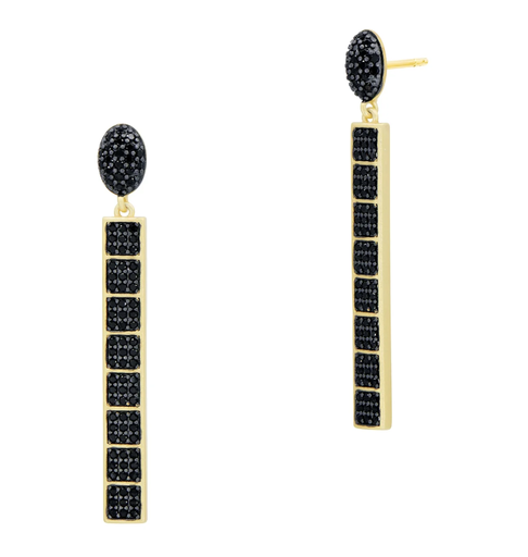 [FEAR.00081834] Industrial Finish CobbleStone Linear Drop Earrings