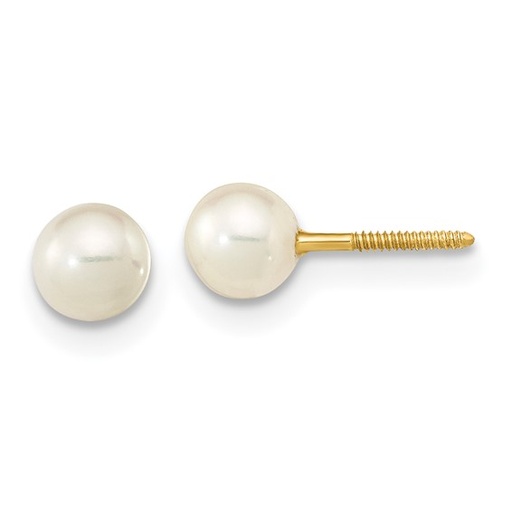 [PERR.00081899] 4-5mm White Near-Round Freshwater Cultured Pearl Screwback Post Earrings
