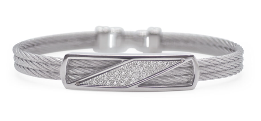 [DBRC.00082089] Cable ID Sash Station Bracelet with 14kt Gold & Diamonds