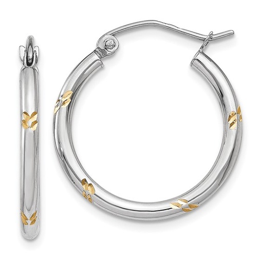 [GERR.00082134] White Gold and Yellow Rhodium D/C Hoop Earrings