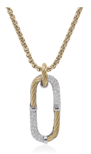 [DNCK.00082142] Cable & Chain Paperclip Pendant Necklace with 14kt Gold & Diamonds