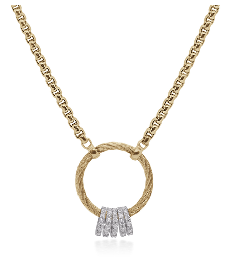 [DNCK.00082189] Open Circle Necklace with 14kt Gold & Diamond Circles