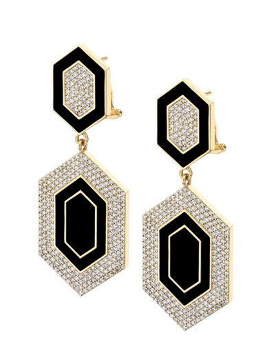 [DERR.00082690] Chroma Pavé Hexagon Cocktail Earrings