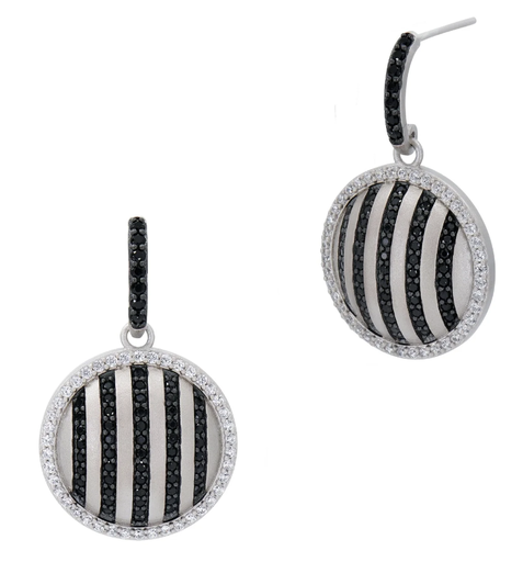[FEAR.00082747] Industrial Finish Pavé Grit Disc Earrings