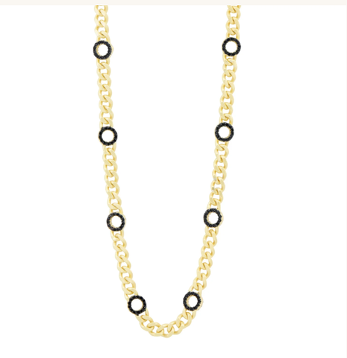 [FNEC.00082757] Industrial Finish Flat Chain Link Station Necklace