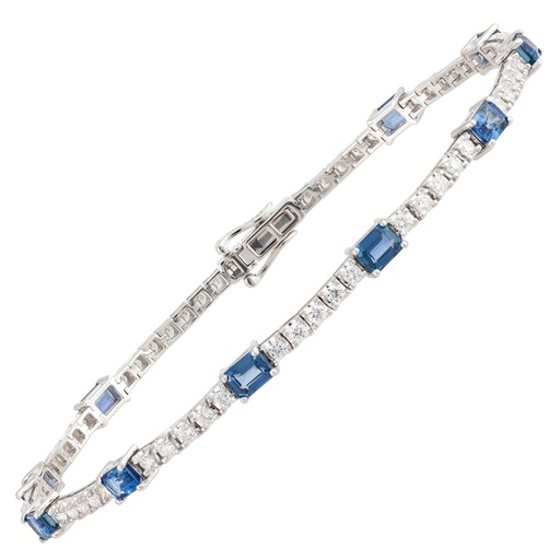 [GJBR.00083660] Emerald Sapphires on Tennis Bracelet