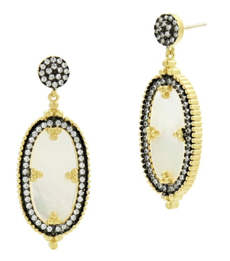 [FEAR.00083996] Imperial Oval Mother of Pearl Drop Earrings