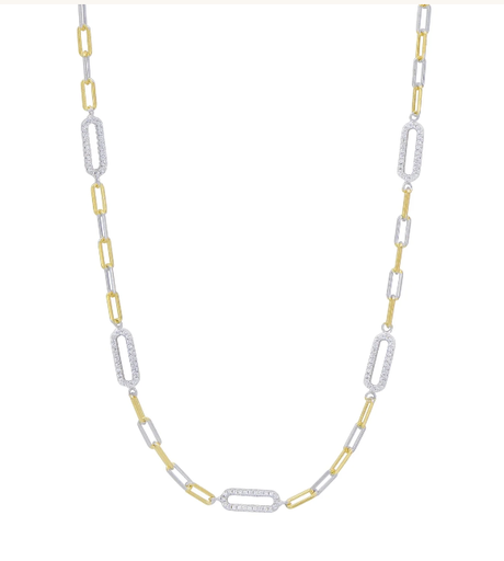 Signature Icon Pavé Station Chain Link Necklace